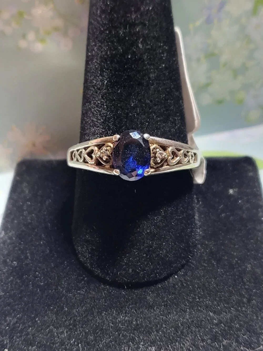 Vintage Blue Lab Sapphire CZ Sterling Silver Ring
